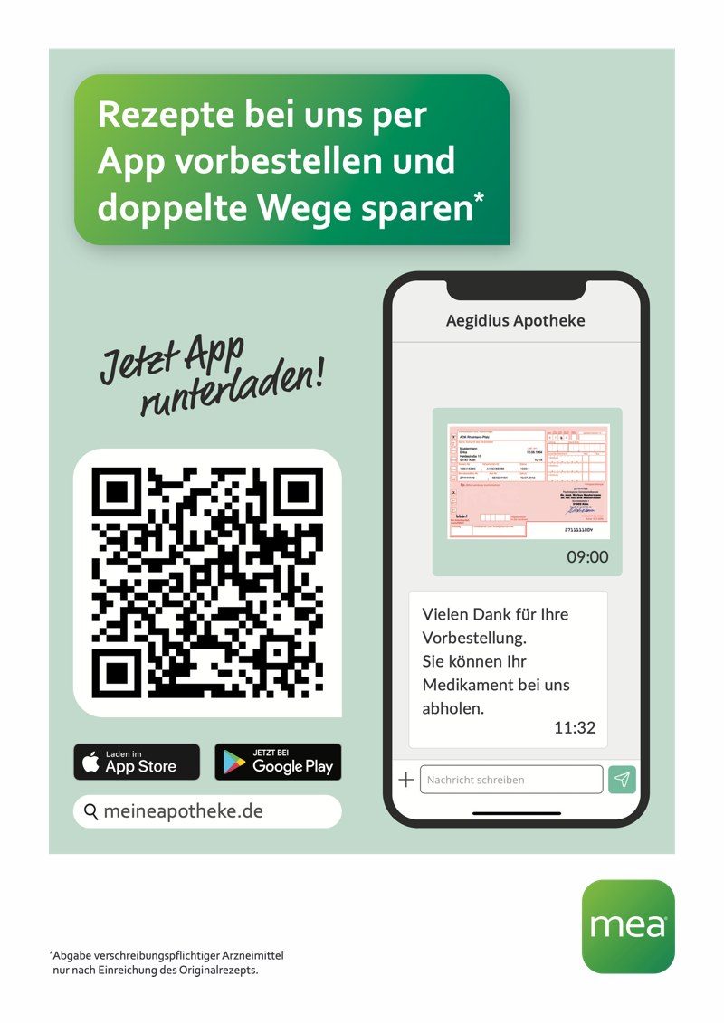 Rezepte per mea App vorbestellen QR Code scannen und Rezepte per mea App vorbestellen
